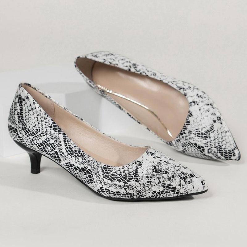 Wiosenne letnie wysokie obcasy damskie z nadrukiem w panterkę seksowne szpilki szpiczaste czółenka wygodne 5cm średnie obcasy damskie buty robocze