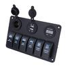 6 Way LED Car Boat Rocker Switch Panel   USB Socket   Cigarette Plug   Voltmeter