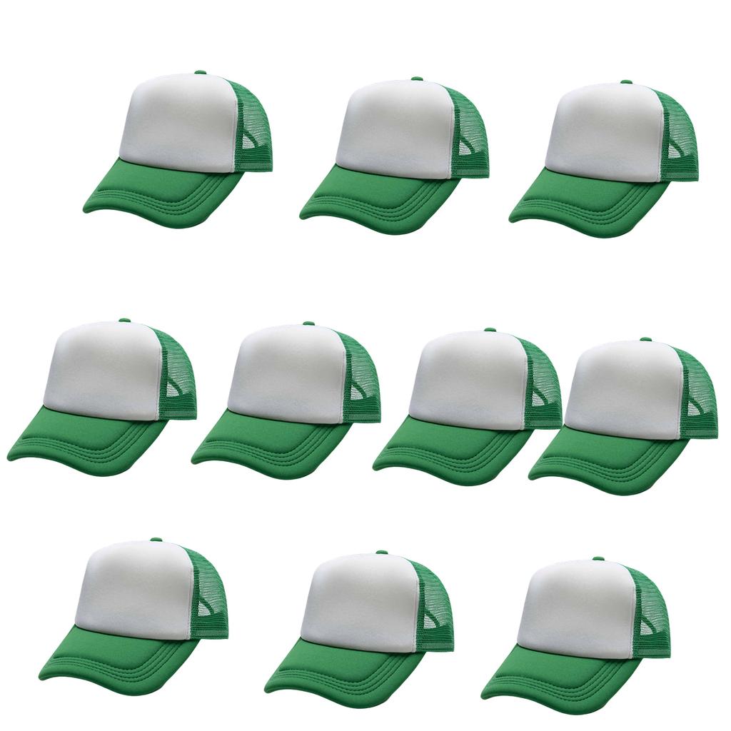 10pcs Unisex Mesh Baseball Cap Polyester Mesh Adjustable Trucker Flat Visor Hat Casual Sun Summer Hat