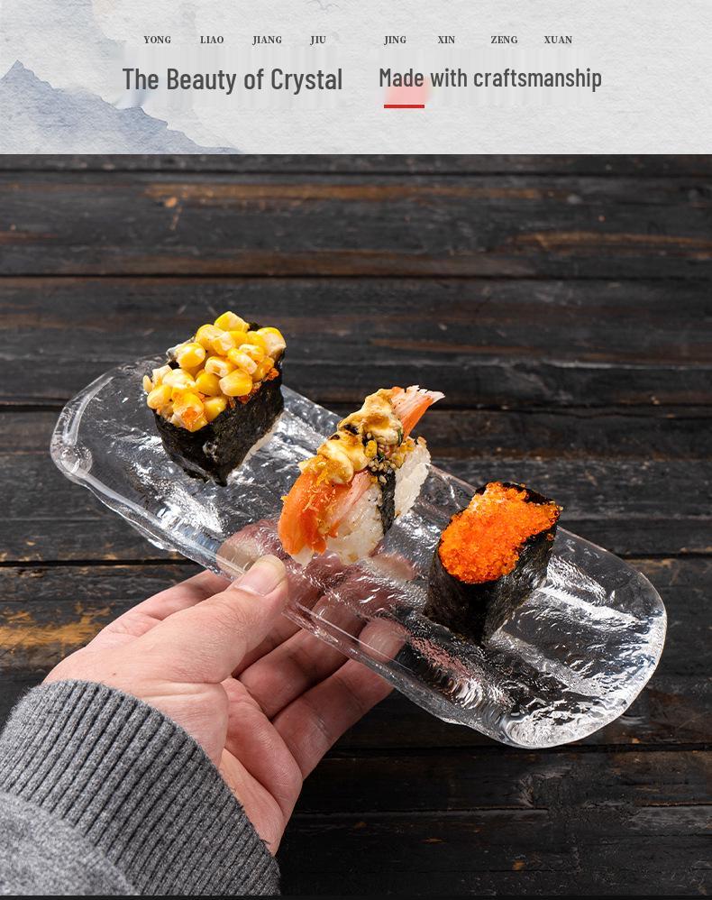 Sushi & Dessert Glass Plate - Rectangular INS Style for Home and Hotel Use