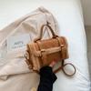 Autumn Winter PU Women's Crossbody Bag  Ladies Vintage Satchels Patchwork Soft Plush  Handbags For Female Fahion Messenger Bag