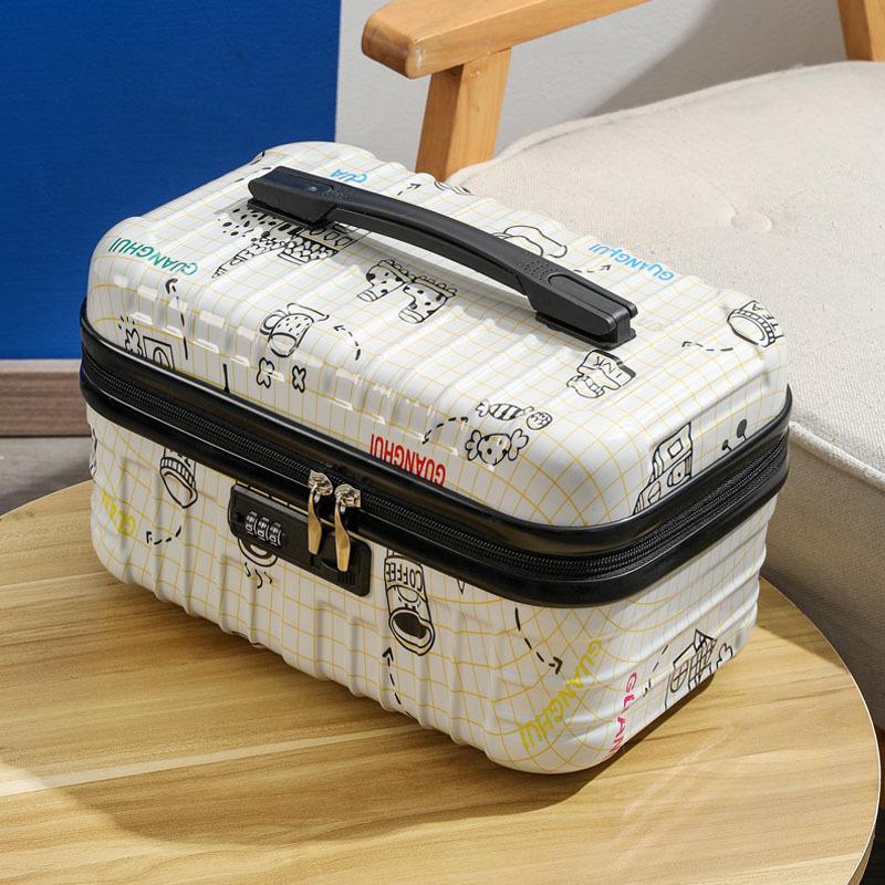Retro Large-Capacity Makeup Bag and 18-Inch Carry-On Suitcase Combo