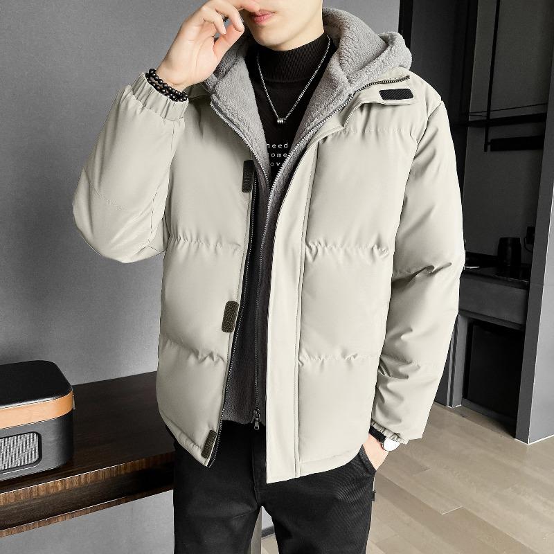 Large size men's fake two-piece cotton-padded clothes men's winter loose thickened fleece cotton-padded jacket hooded cotton-padded clothes