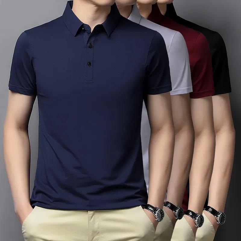 2026 Plus Size Polo Shirt Summer Men Tshirt Solid Square Neck Loose Oversized Casual Breathable Lightweight Daily Basic Top Tees