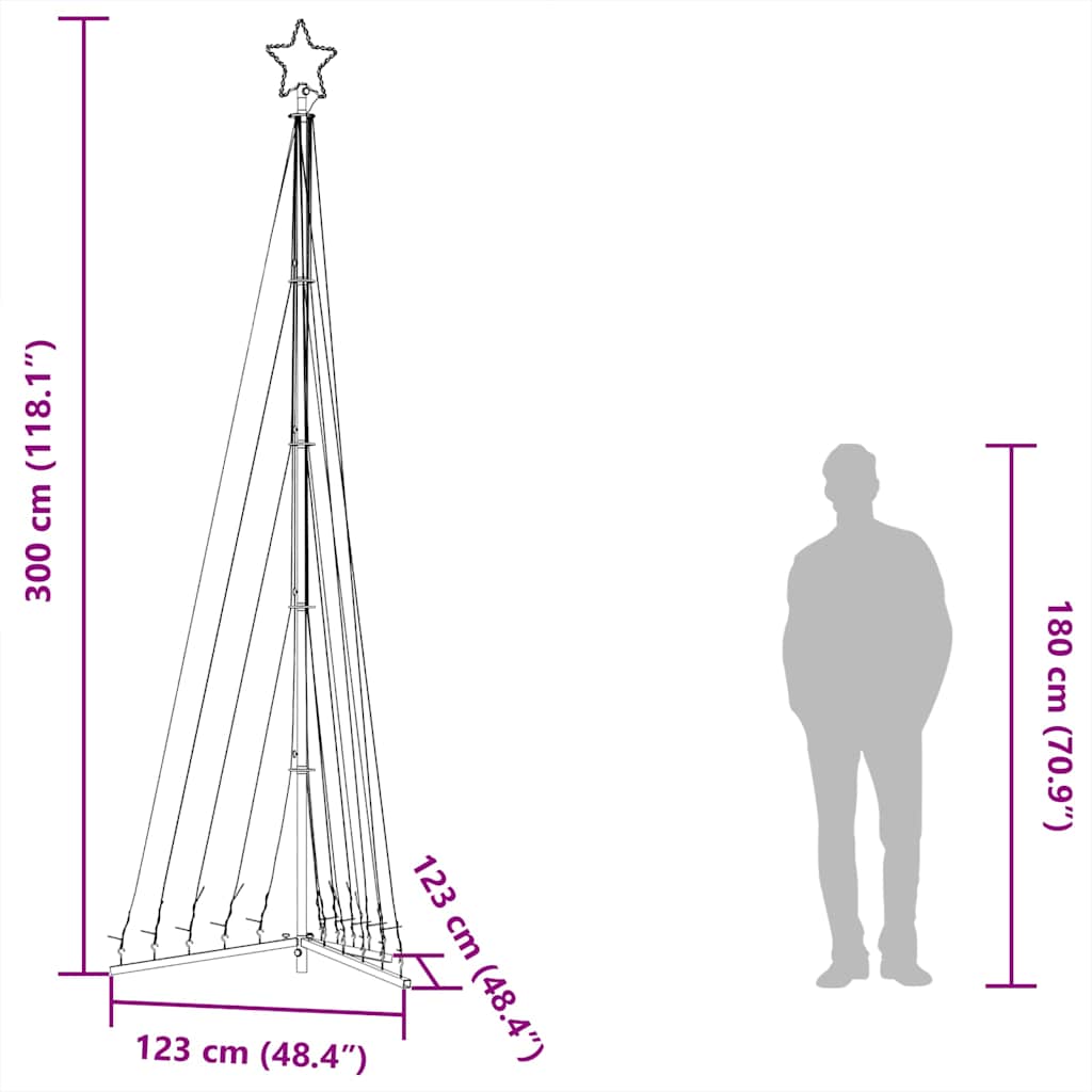 LED Christmas Tree 495 Multicolor LEDs 300.5 Cm