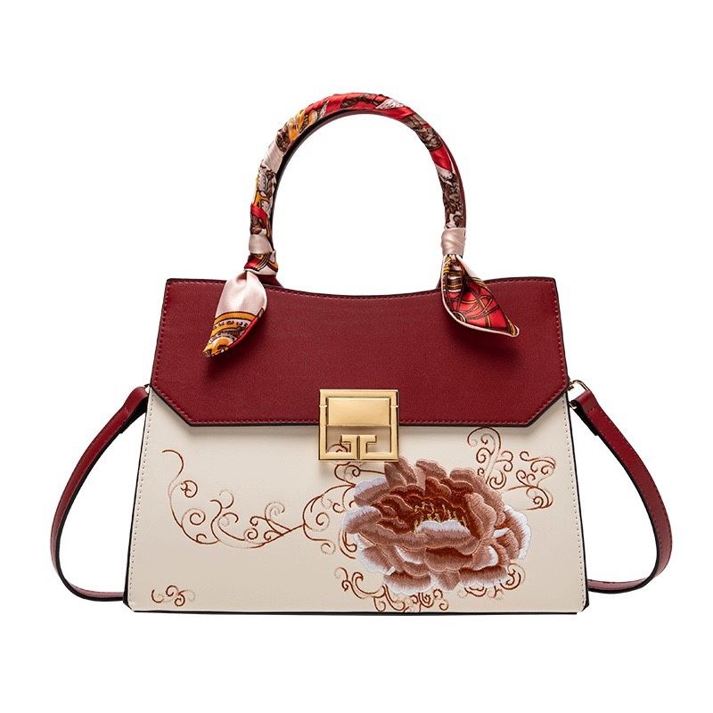

Accessible Luxury Birthday Gift to Give Mom Fancy Handbag 399 red peony embroidered silk scarf