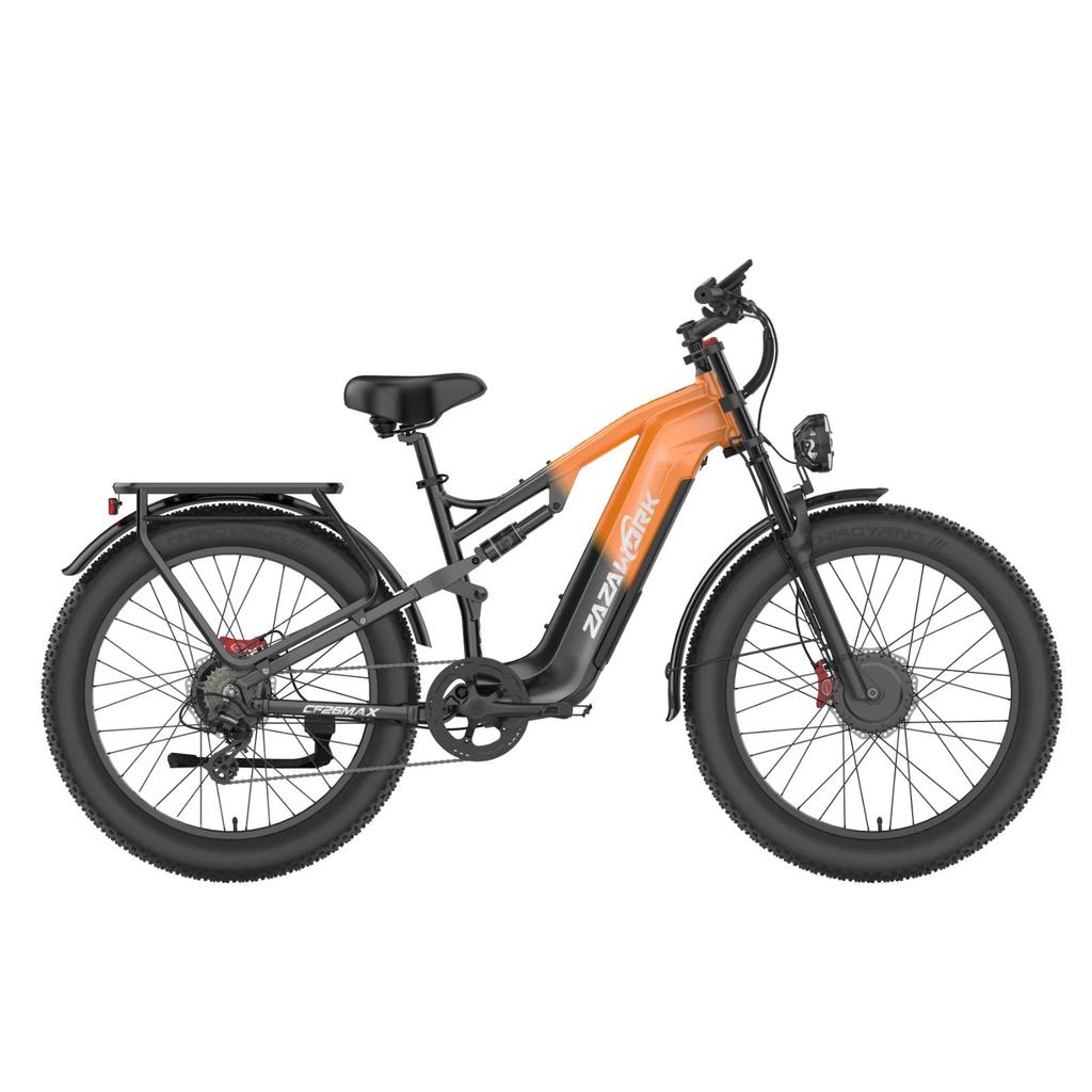 Dual Motor Electric Bike ZAZAWORK CF26 MAX – 48V 25Ah Removable Battery, 26" Fat Tire Mountain E-Bike, Off-Road Power & Long Range