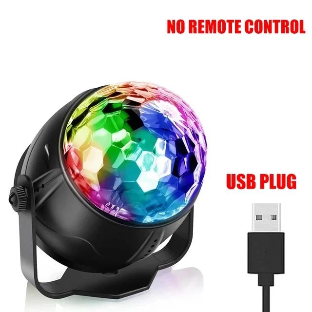 

Світлодіодний сценічний дискотечний світильник, що обертається DJ Ball, стробоскоп, дистанційне керування звуком, Magic Dance Car RGB, різдвяний подарунок, вечірка, клубна лампа, лазерне шоу
