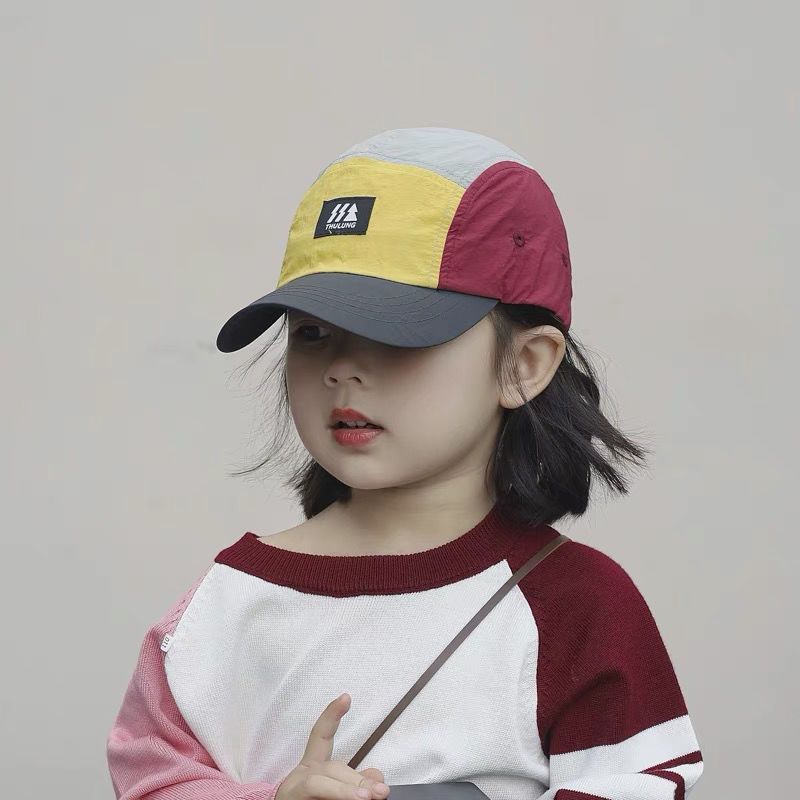 Kids Baseball Cap 2-8Years Children Summer Breathable Thin Sun Protection Hiking Cap Quick Dry Foldable Colorblock Travel Visor