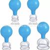 Five-Piece Blue Rubber Cupping Set - Glass Jars for Body Moisture Absorption