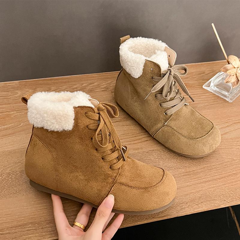 

Меховые зимние ботинки на плоской подошве Женская модная повседневная спортивная обувь Зимние ботильоны Комфортные хлопковые ботинки с коротким плюшем Обувь Mujer 40