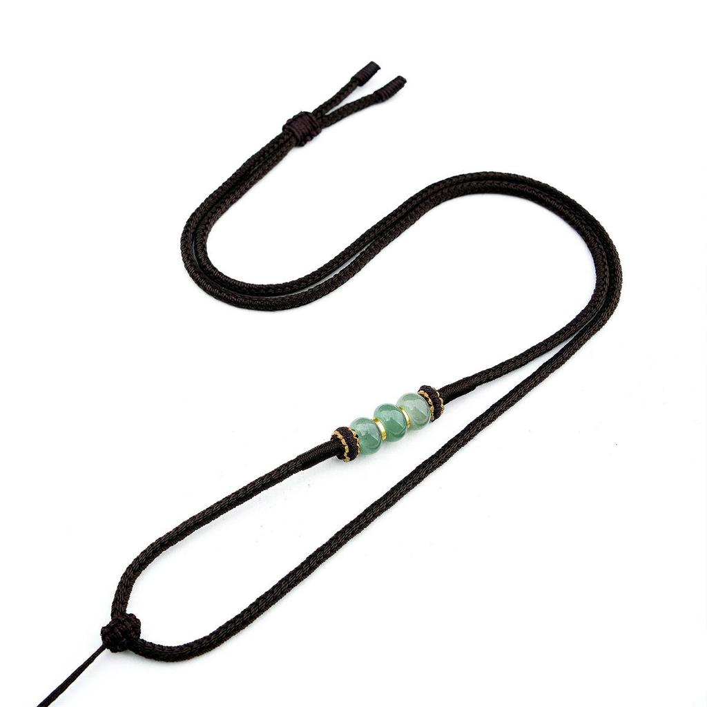 Handwoven Dongling Jade Pendant Lanyard: Thousand Li of Mountains and Rivers Outdoor Sports Necklace