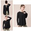 Yoga Wear Long Open Round Body Quick Black [W&C] Tops, Sleeves, Back, Sportswear, Training, Stretch, Women's, Loose, Neck, Covering, Absorbent,