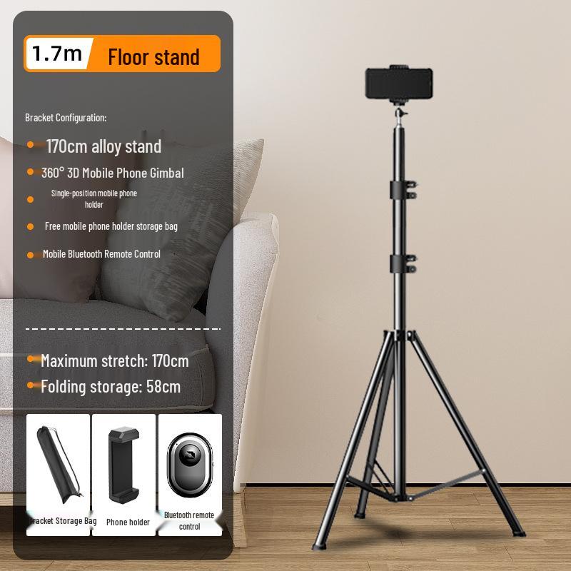2025 Multi-Device Floor-Standing Phone Holder with Fill Light for Professional Live Streaming