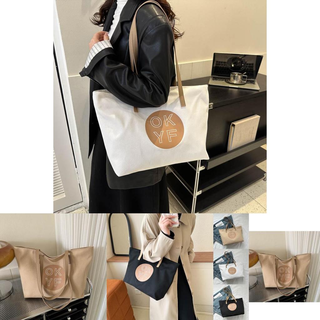 Trendy Canvas Tote Bag For Women Spacious Stylish Commuter Handbag With Dual Straps