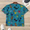Men's Colorful Cat Pattern T-shirt Casual Polyester Fiber Round Neck Short Sleeved Suitable for Comfortable Outdoor and Daily Life In Summer