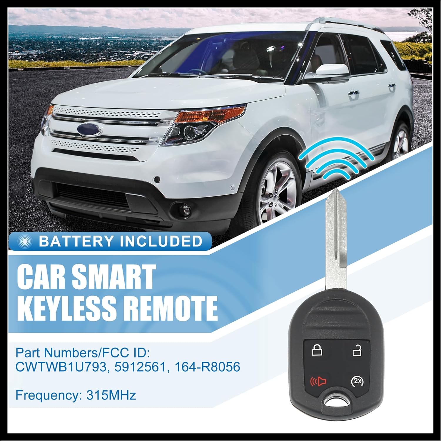 

4 Button Car Keyless Entry Remote Control Replacement Key Fob Proximity Smart Fob CWTWB1U793 for Ford F150 2011-2014 315MHz Chip 63 80 Durable