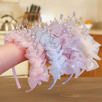 Prachtige kanten hoofdband met kroon Kinderkroon Hoofdsieraad Strass Kant Haarstuk voor Kleine Meisjes verjaardagen Hoofdband