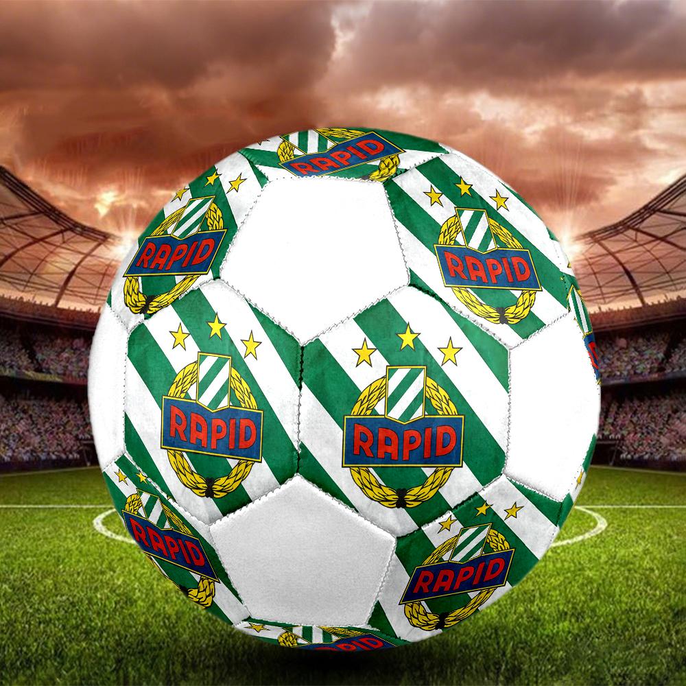 Rapid Wien Soccer Ball, Colorful, Suitable for All Ages, Machine-stitched, PVC Material, Competition Grade, Durable and High Bounce