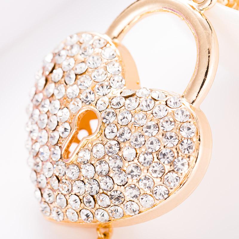Sparkling Crystal Love Lock Key Chain Women's Luxury Handbag Pendant Souvenir Gift for Friends