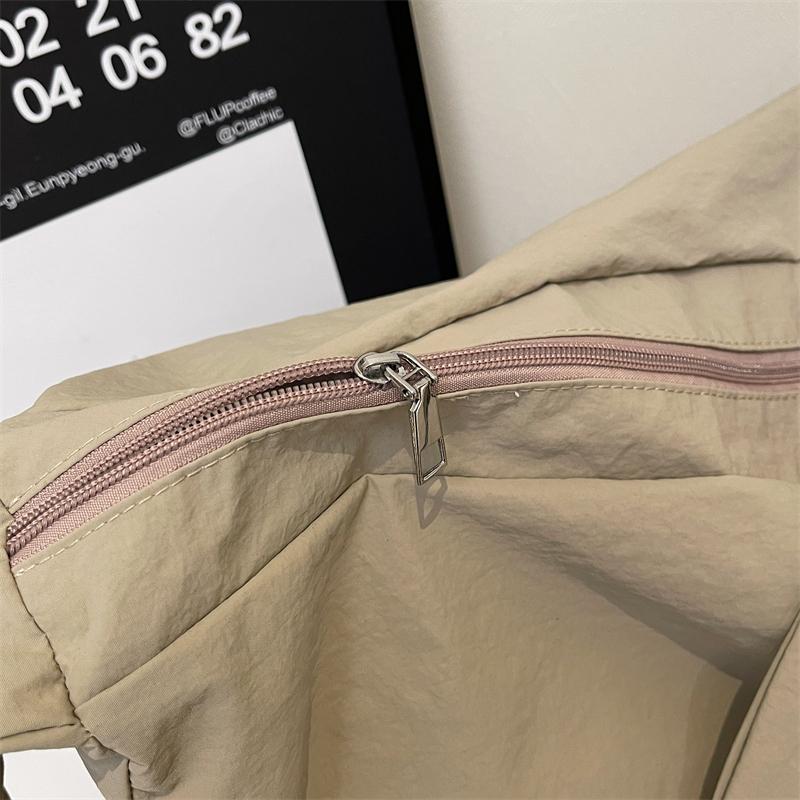 Canvas Bag Women's Dumpling Bag Solid Color Shoulder Bag Large Capacity Crossbody Bag