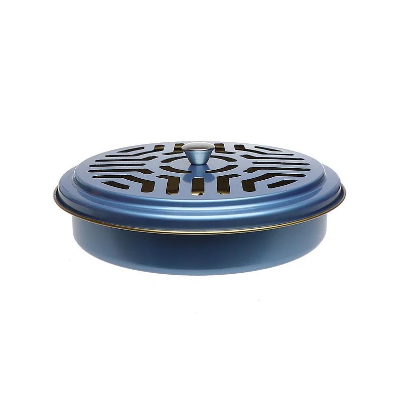 Stainless Steel Mosquito Coil Tray With Cover Large Portable Mosquito Coil Holder Box Anti-Mosquito Spiral Incense Coil Burner