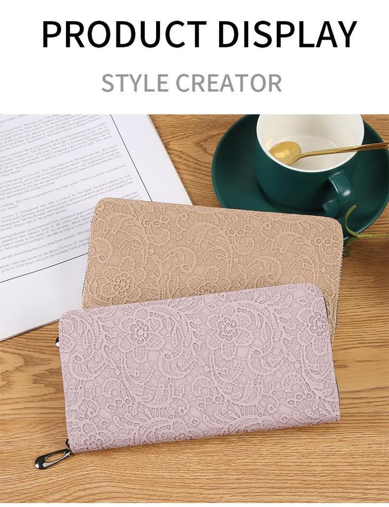 Trendy Embossed Single-Zip Women's Clutch Wallet with Multi-Card Slots