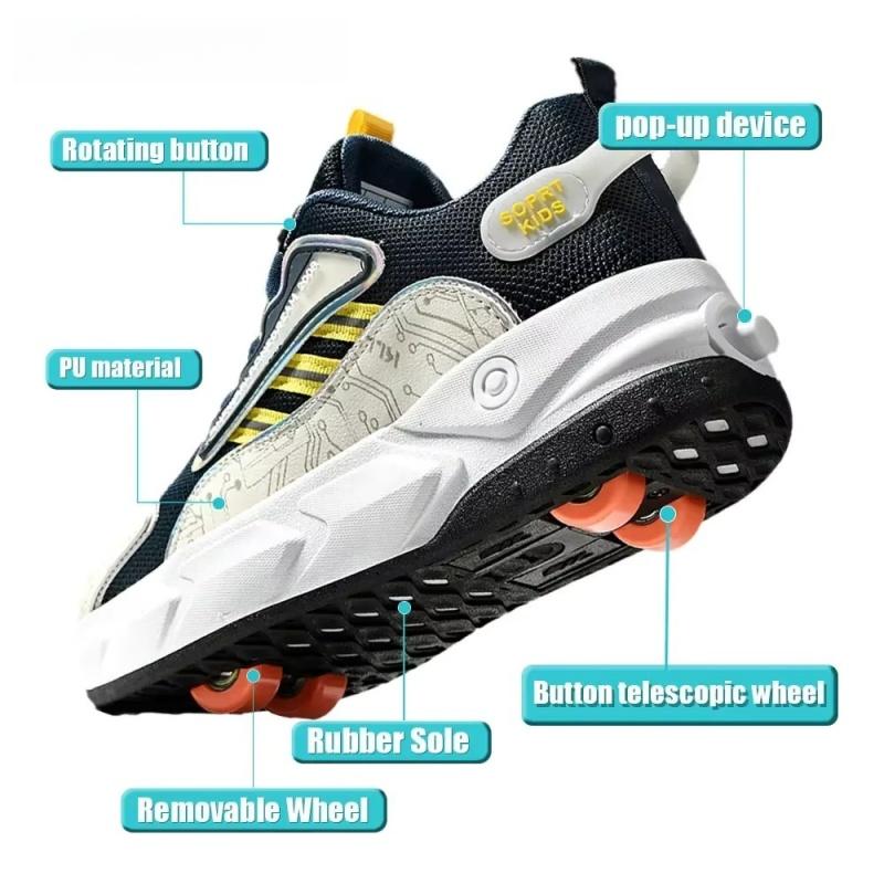 Unisex Button Extension 4 Wheel Racing Roller Skates Shoes New Sneakers For Boy Girls Skating Skates Shoes With Wheels