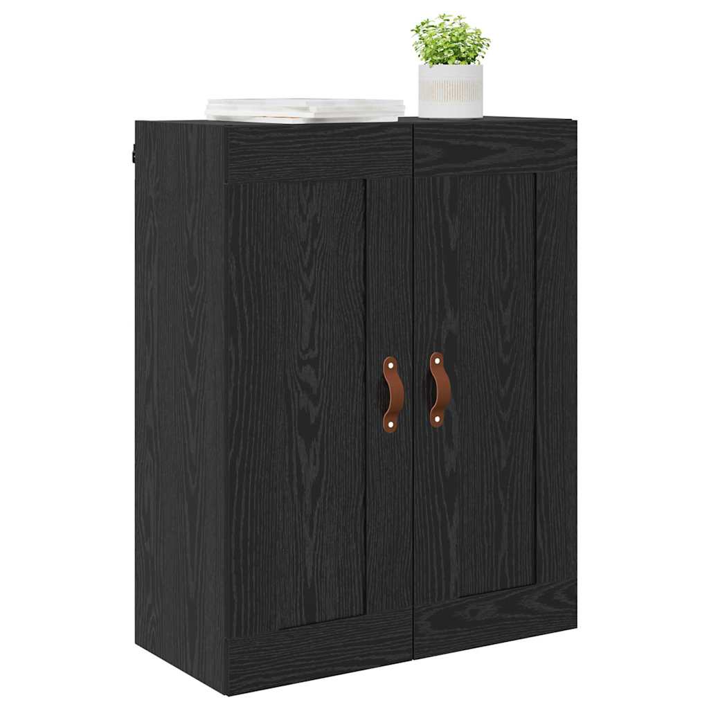 Wall Mounted Cabinet Black Oak Effect 69.5 x 34 x 90 cm