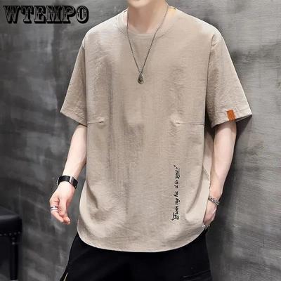 Vyšívané tričko s volným polovičním rukávem Letní Korejské tričko pro mládež Pánské tričko s krátkým rukávem Trendy All Matching