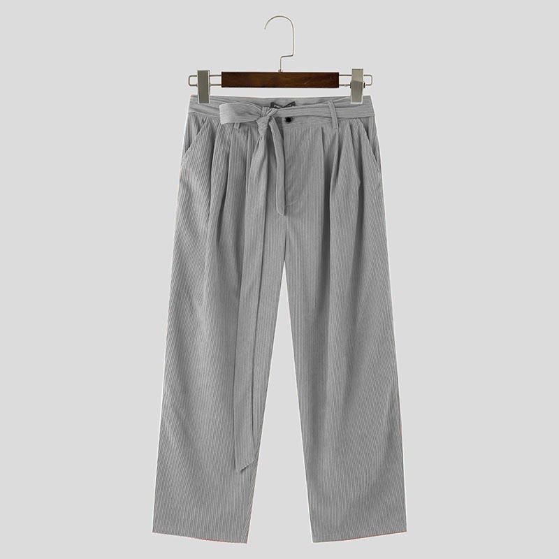 

INCERUN Мужские Поясные Молнии Высокая Талия Вельветовые Длинные Брюки Повседневные Шаровары XL серый