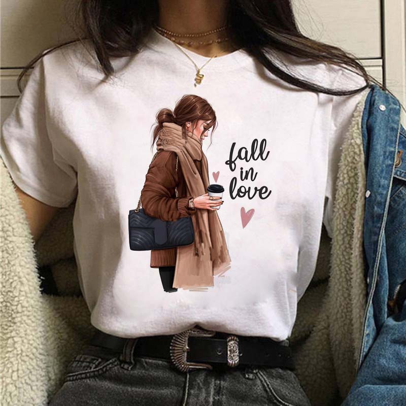 Cotton Tee Maycaur Casual Women's T-shirt New Funny Black Woman Top Tees Harajuku 90s Fashion Round Neck Short Sleeve Lady T Shirt Clothes