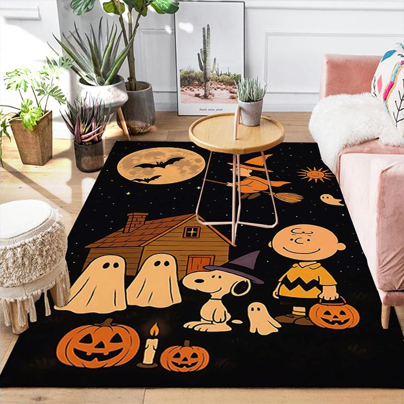1Pc Snoopy'S Halloween Night Rug Office Carpet Indoor Outdoor Doormat Nonslip Soft And Comfortable Living Room Christmas Halloween Gift D918100