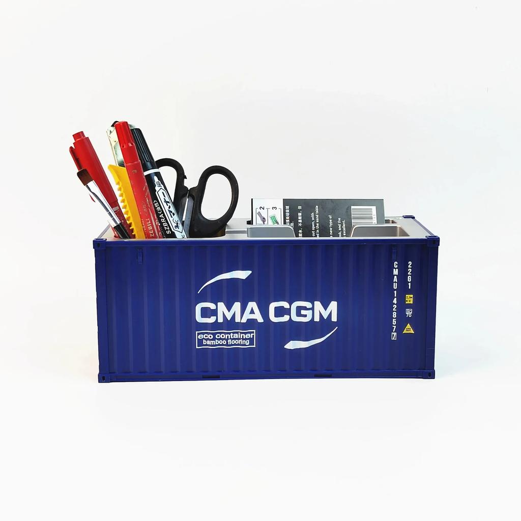 Customizable Model Shipping Container Pen Holder Artistic Storage Box Present Idea For Workspace Supplies And Stationery