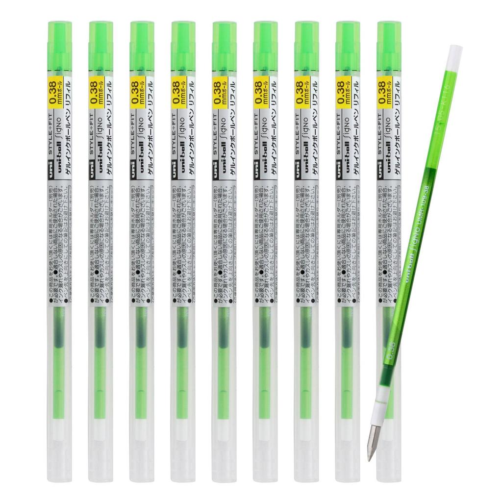 Mitsubishi Pencil StyleFit Signo Ballpoint Pen Lime Refills, 0.38mm, Green, 10-Pack (UMR109385)