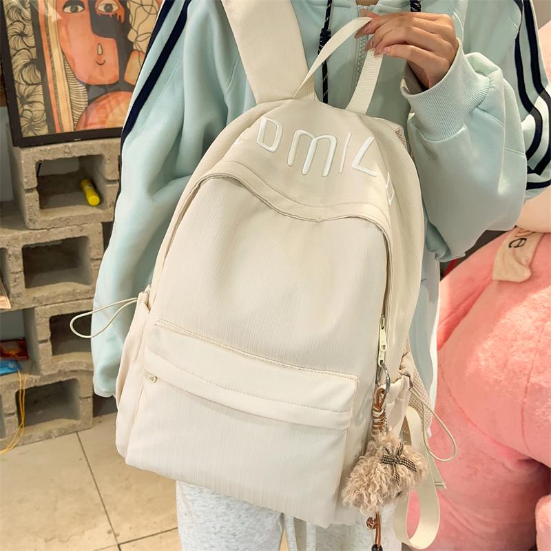 Letter Embroidery Minimalist Backpack for Women – Perfect for School, Work & Daily Use