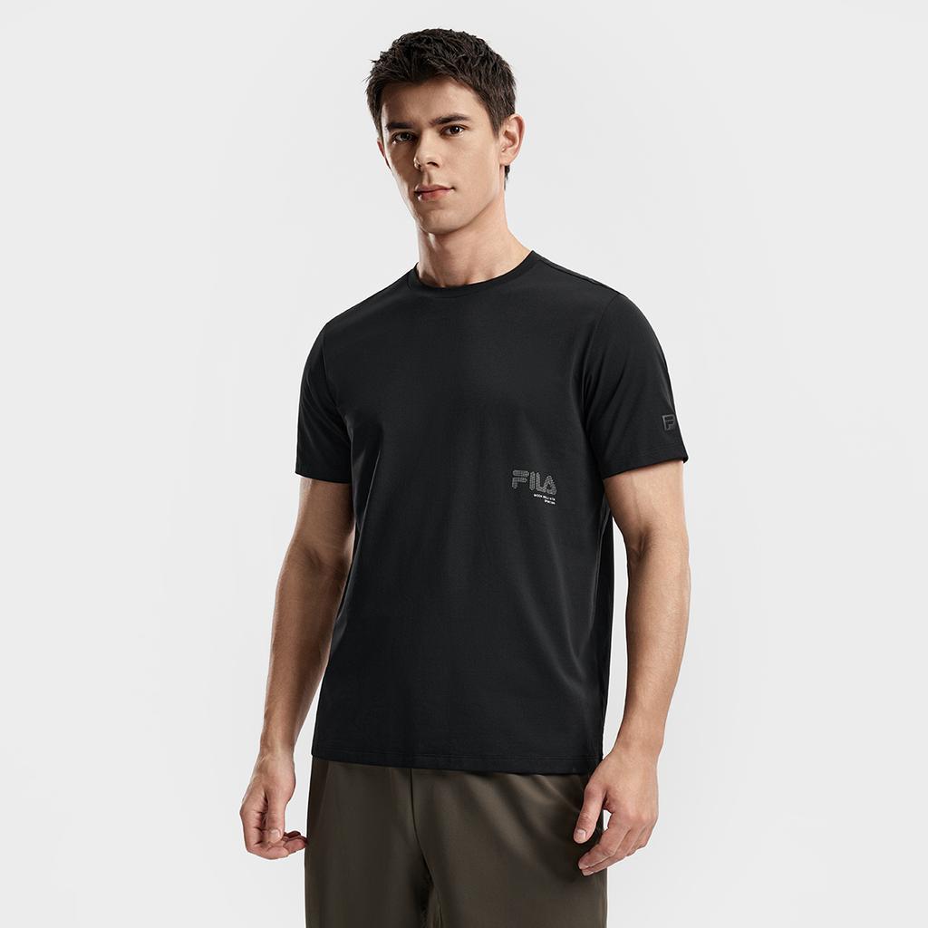Fila Fitness Fashion Minimalist Classic Sports Training Versatile Comfortable Short Sleeve T-Shirt Men Tops Deep-Black A11M611101FBK