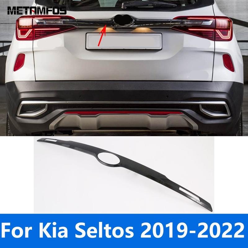 Аксессуары Для Kia Seltos     Накладка на крышку багажника из углеродного волокна Дверь багажника Накладка Декоративная отделка Стайлинг автомобиля