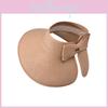 Summer Straw Visor Hat With Large Brim And Foldable Design For Beach And Outdoor Sun Protection