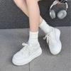 Leather Little White Shoes Women's 2025 Autumn Fashion Versatile, Lightweight, Thick-soled Small People Increase Height, Casual Sports Board Shoes Tid