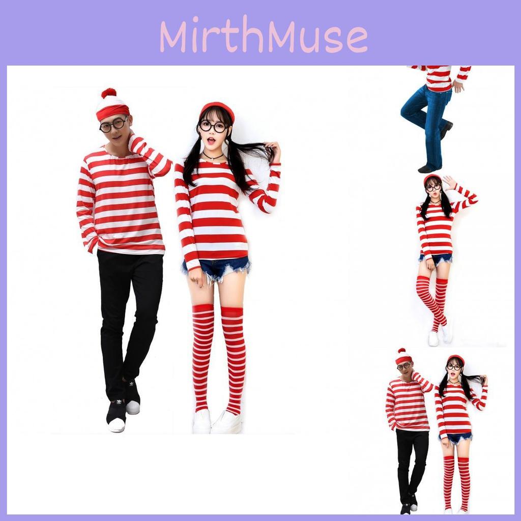 Where's Wally Cosplay Costume For Halloween And Christmas Unisex Cotton Blend Attire