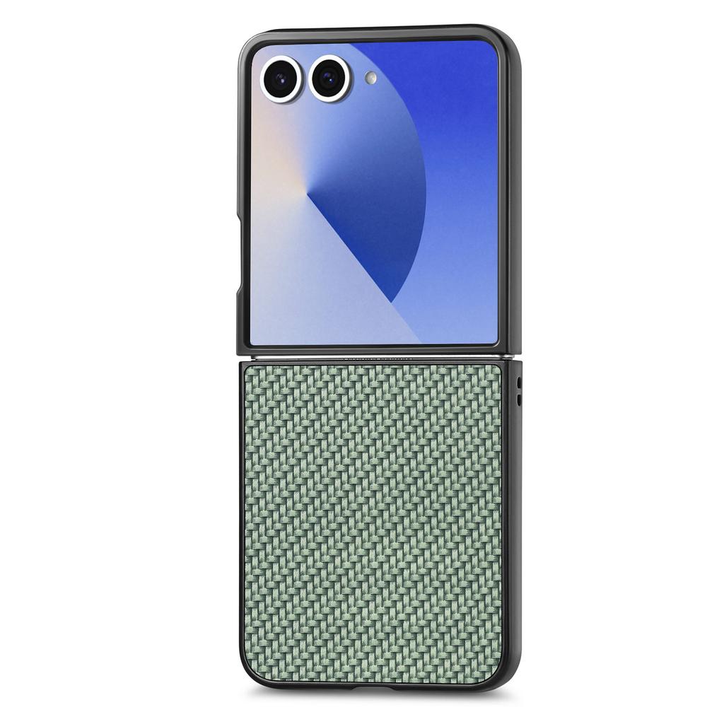 For Samsung Galaxy Z Flip7 5G Case Carbon Fiber Texture PU+PC+TPU Phone Back Cover