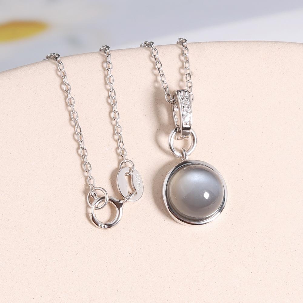 

Простое ожерелье из стерлингового серебра 925 пробы с натуральным лунным камнем лабрадоритом, драгоценные камни, изящные украшения с цепочкой, для женщин, хороший подарок S серый