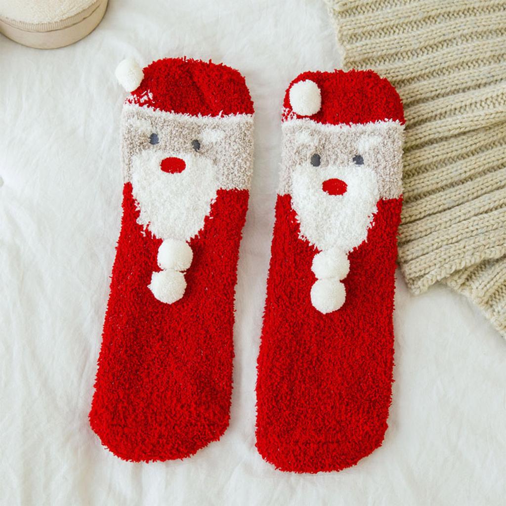 Ladies Christmas  And Winter Thickened Sleep Socks Coral Velvet Warm And Cute