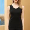 Women Thermal Vest Round Neck Sleeveless Thick Fleece Lining Bottom Vest Solid Color High-Elastic Fit Thermal Tops