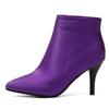 Fashion Women's Ankle Boots Purple Black Short Boots Ladies Waterproof High Heels Point Party Shoes For Women 