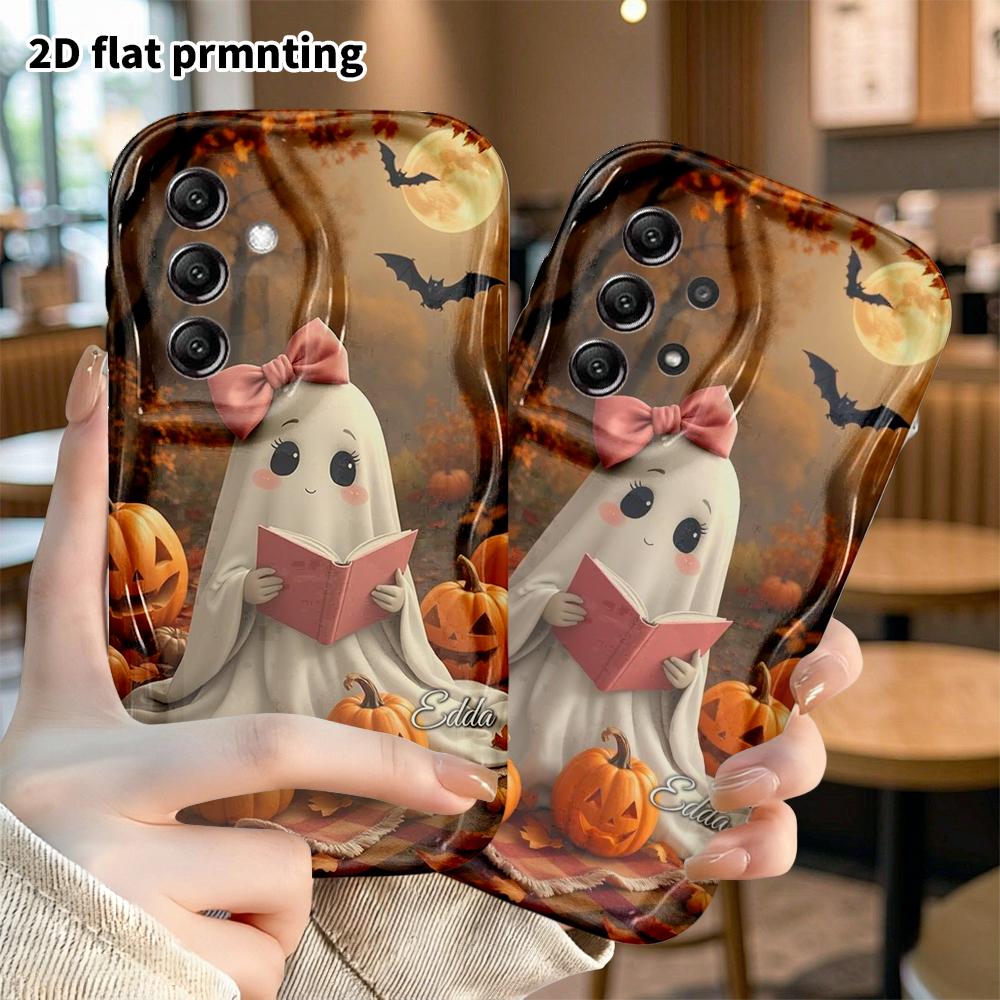 Phone case: 2D flat, compatible with Samsung Galaxy A34 A35 M05 M06 S20 S22 S21 FE Plus 5G protective cases, little white ghost, perfect Christmas and