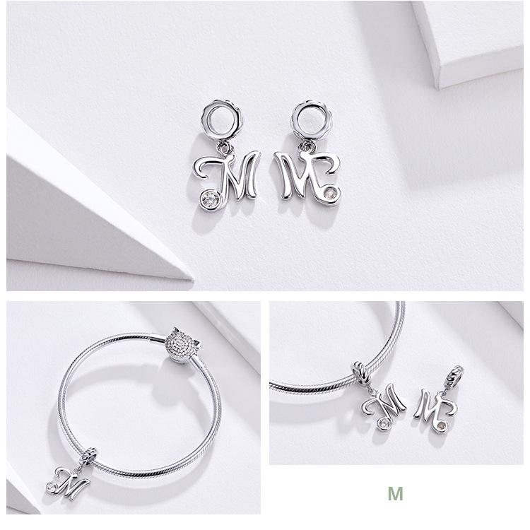 Yinziyun 925 Sterling Silver 26-Letter Charm Bracelet