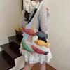 WTEMPO Ethnic-style Crossbody Single Shoulder Bags with Fish Doll Contrast Color Design Versatile Commuting/Shopping Bags Maillard Style Handbag Gifts