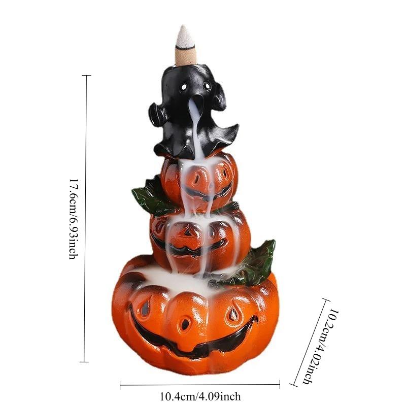 

1pc Resin Halloween Pumpkin Home Decor Ornament Backflow Incense Burner Desktop Ornament (Without Incense)